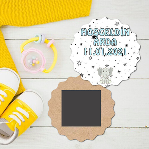 Sevimli Filli Dalgalı Ahşap Bebek Magneti
