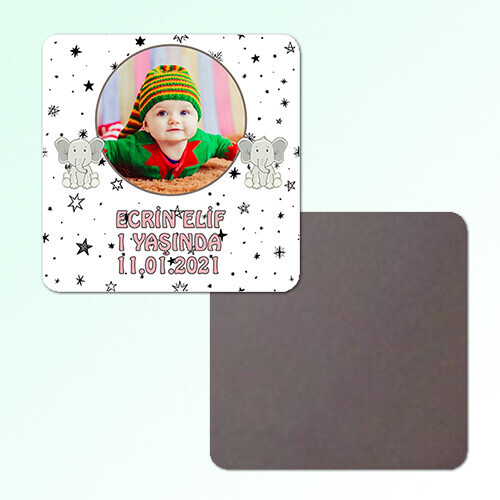 Sevimli Filli Kare Resimli Magnet