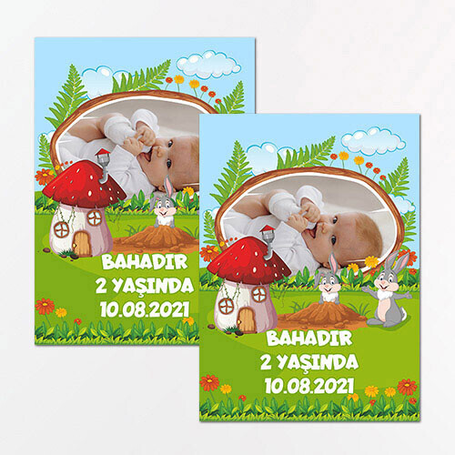 Sevimli Tavşan Dikdörtgen Parti Etiketi