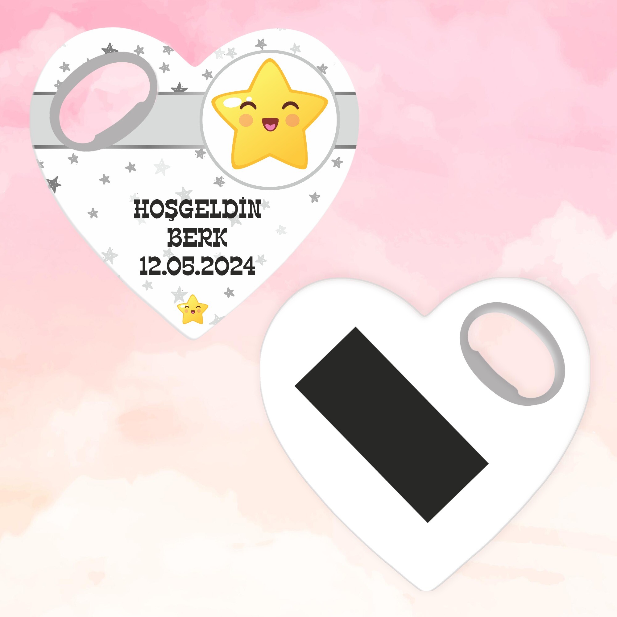 Star Temalı Kalp Magnet Açacak