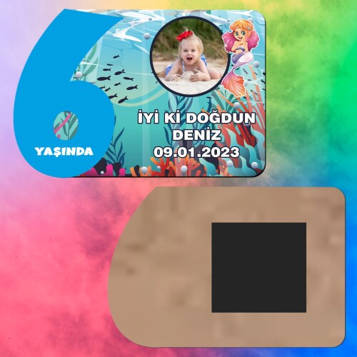 Deniz Kızı 6 Yaş Erkek Çocuk Ahşap Mavi Rakam Magnet