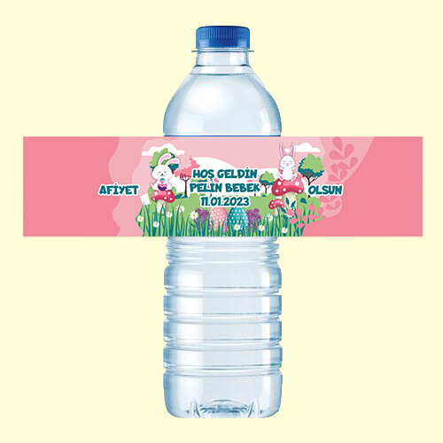 Tavşan Kız Temalı Küçük Su Etiketi 500ML