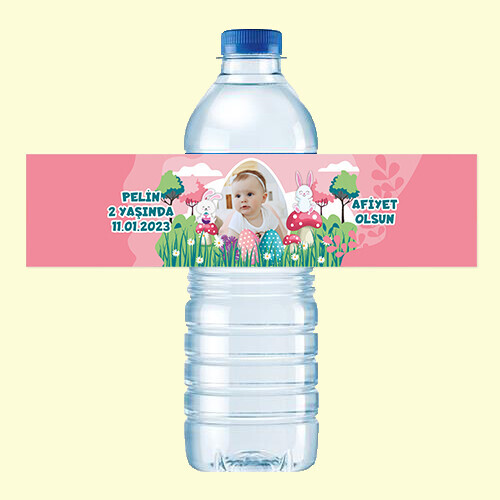 Tavşan Kız Temalı 500ML Su Sargısı Etiketi