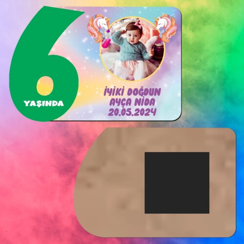 Unicorn 6 Yaşında İçin Yeşil Rakam Magnet