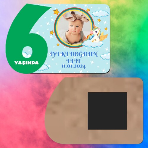 Unicornlu 6 Yaşında İçin Yeşil Rakam Magnet