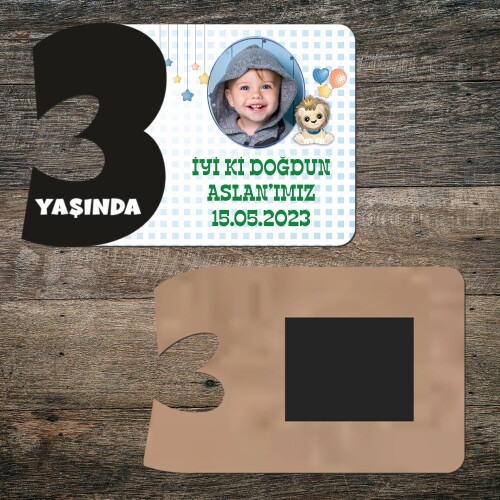 Sevimli Aslan 3 Rakamlı Hatıra Magnet Siyah