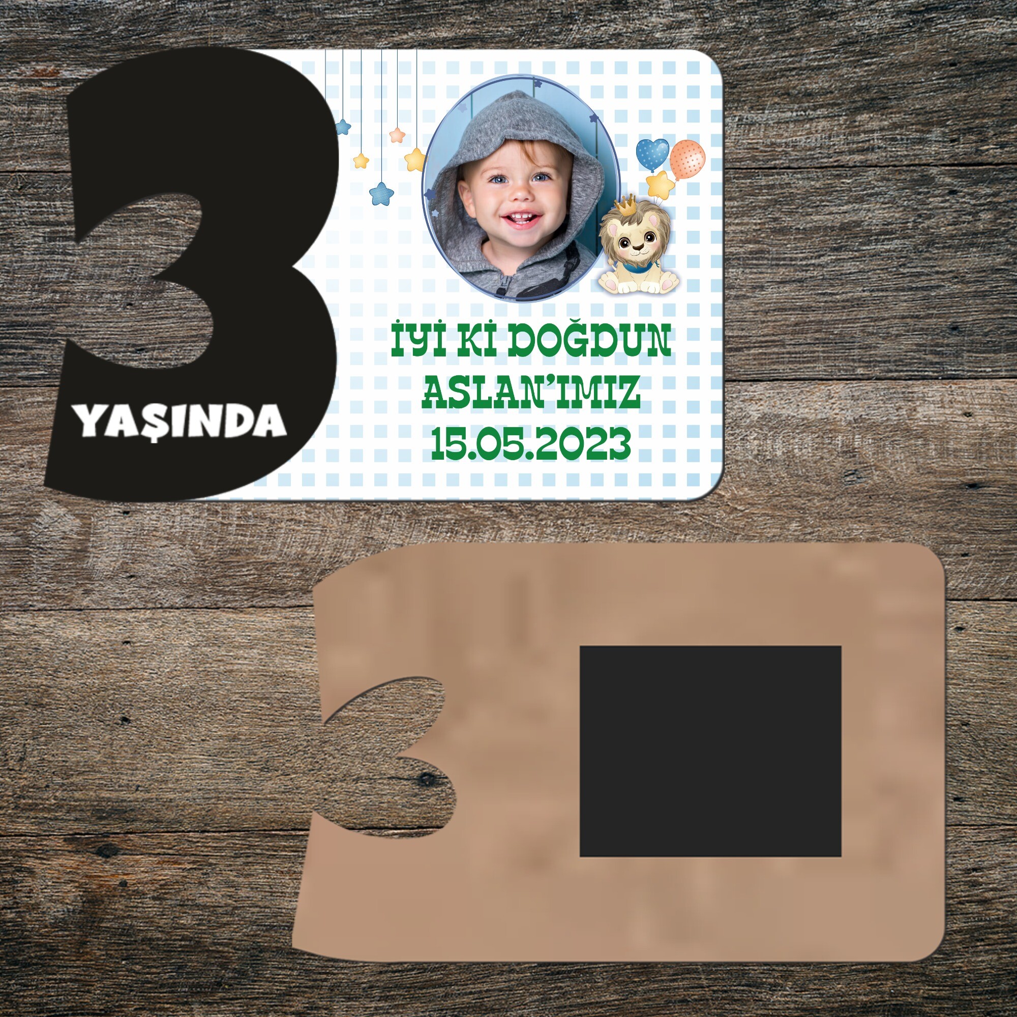 Sevimli Aslan 3 Rakamlı Hatıra Magnet Siyah