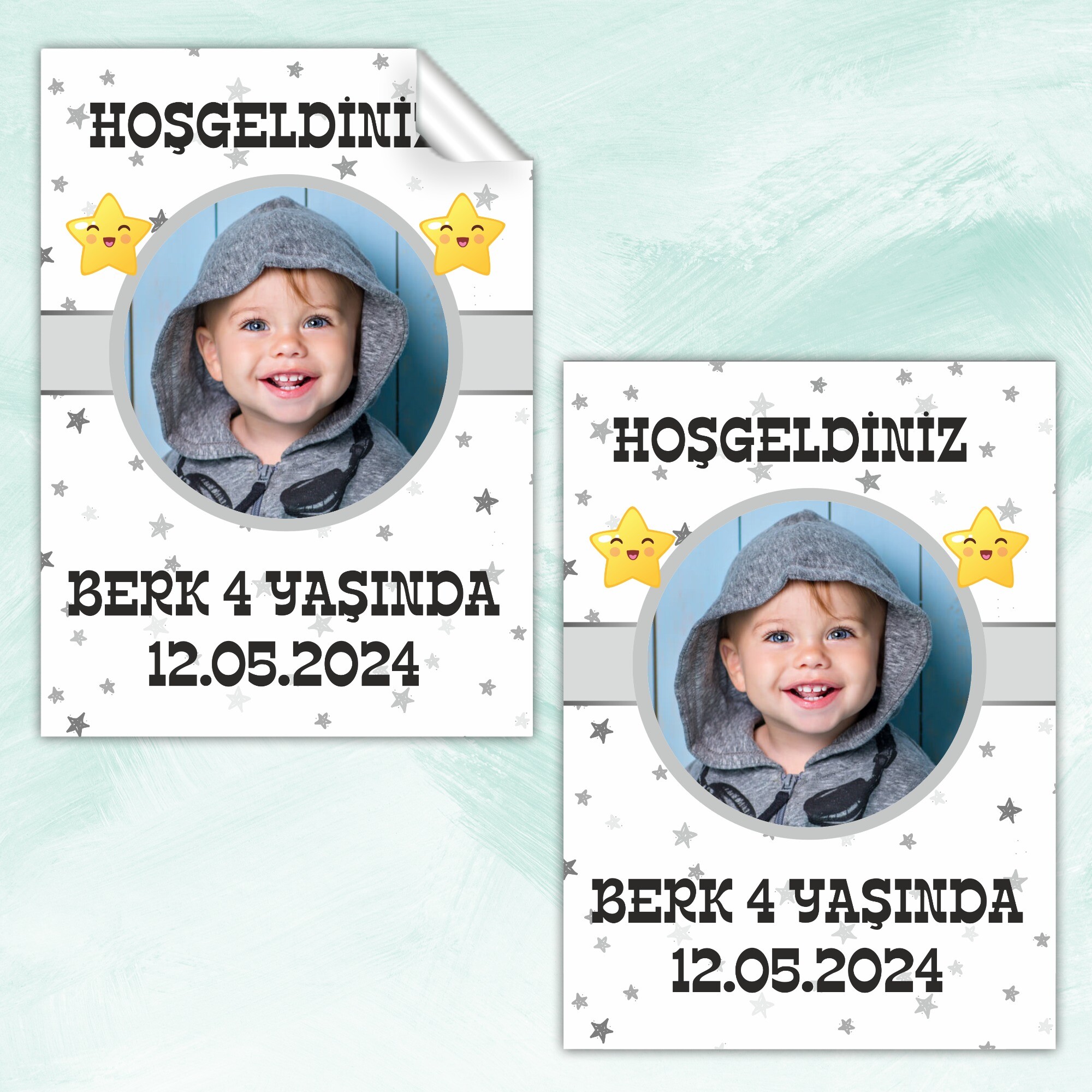 Star Temalı Dikdörtgen Parti Etiketi