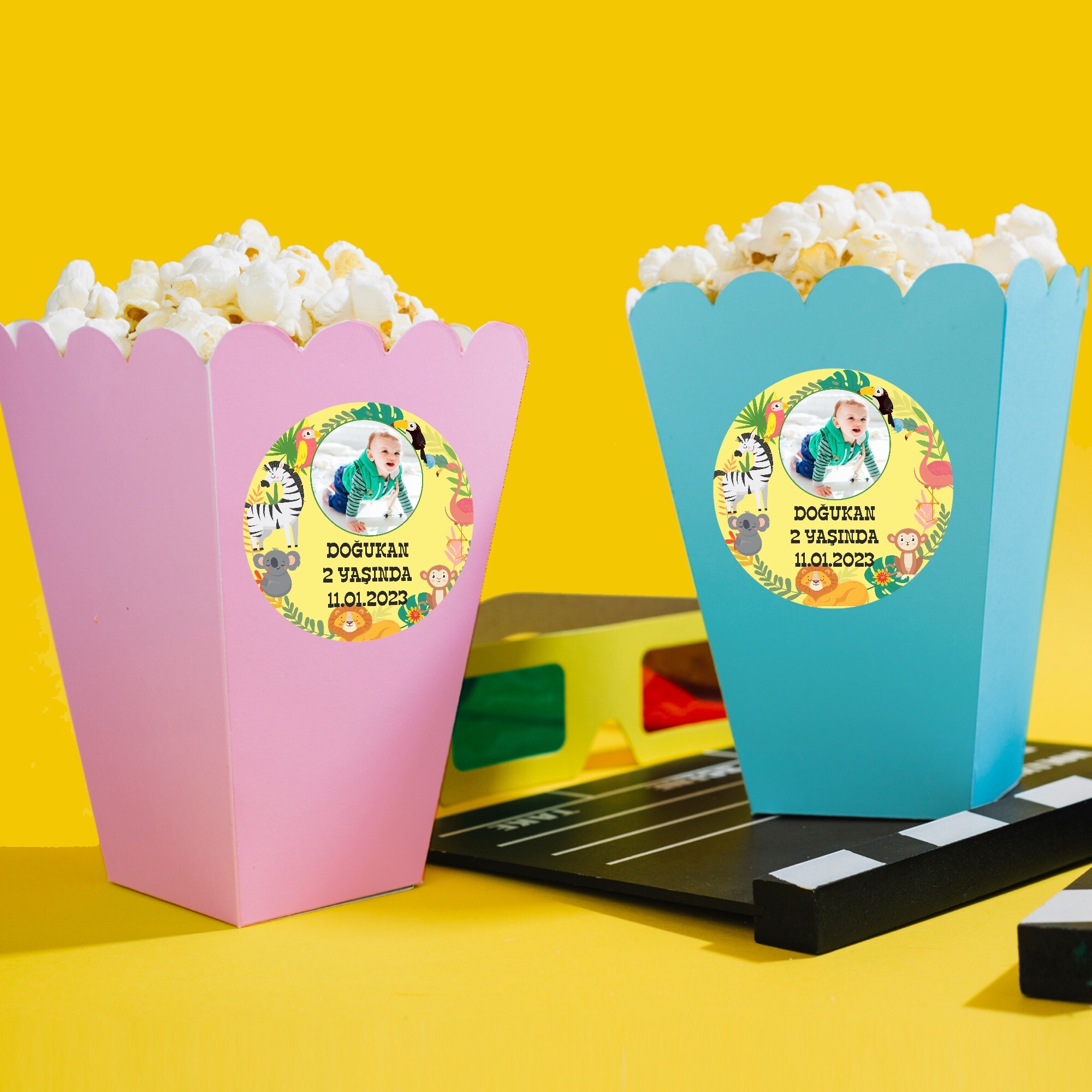 Orman Hayvanları Temalı Popcorn Kutusu
