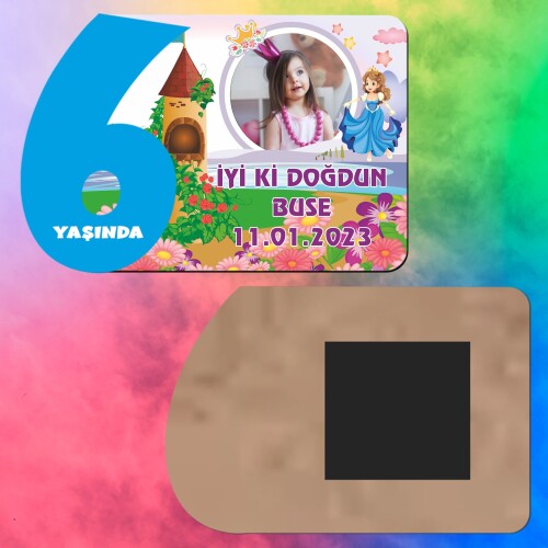 Prenses Tasarım 6 Yaş Erkek Çocuk Ahşap Mavi Rakam Magnet