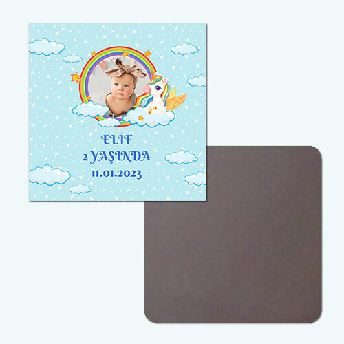 Unicornlu Kare Resimli Magnet