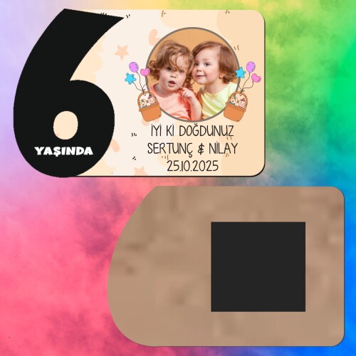 İkiz Bebek 6 Yaş Siyah Rakamlı Ahşap Yaş Magnet