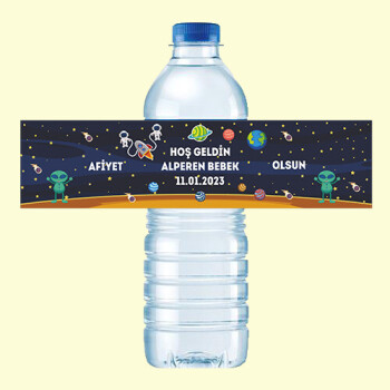 Uzay Temalı Küçük Su Etiketi 500ML