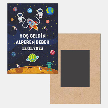 Uzay Temalı Ahşap Hediye Magnet