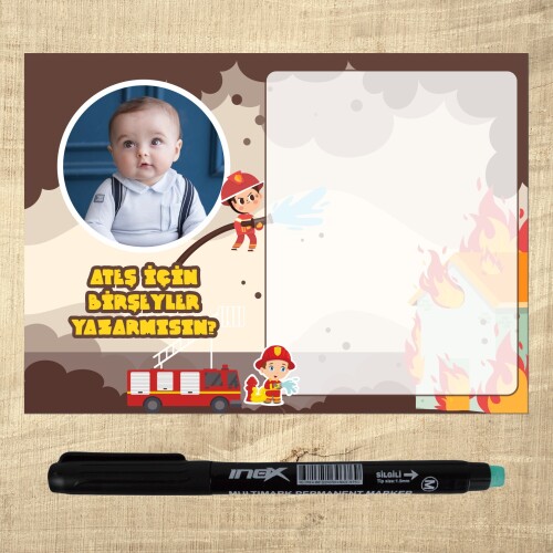 İtfaiyeci Çocuk Kalemli Magnet Notluk