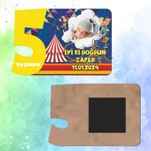 Palyaço Temalı 5 Yaşında Magnet Sarı Rakam