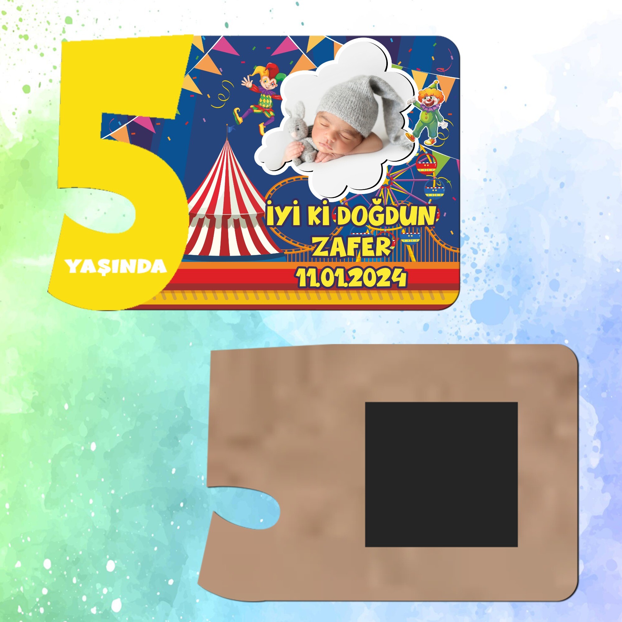Palyaço Temalı 5 Yaşında Magnet Sarı Rakam