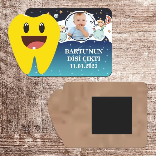 Küçük Prens Dişim Çıktı Ahşap Magnet Sarı Diş
