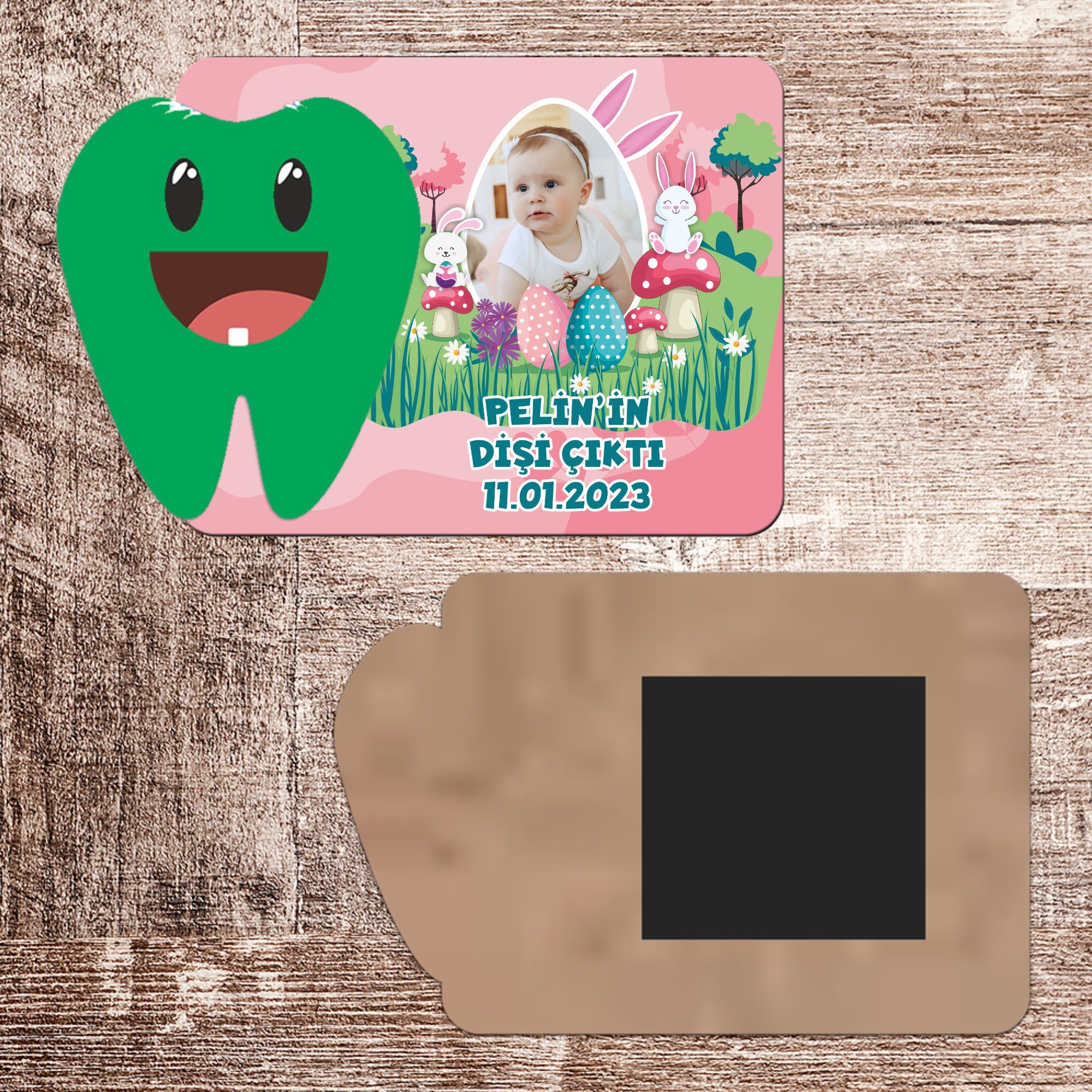Tavşan Kız Temalı Artık Isırabilirim Magnet Ahşap Yeşil