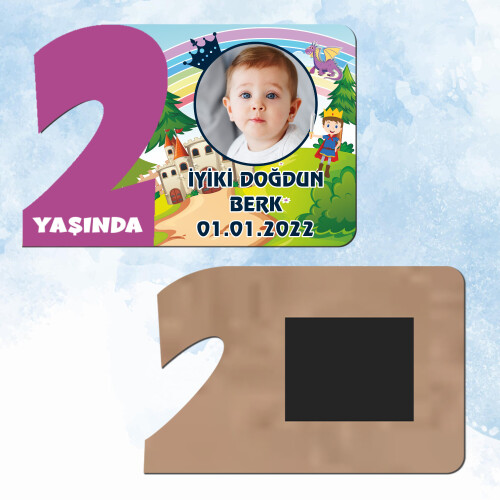 Prens Tasarım Mor Rakam 2 Yaşında Ahşap Hediye Magnet