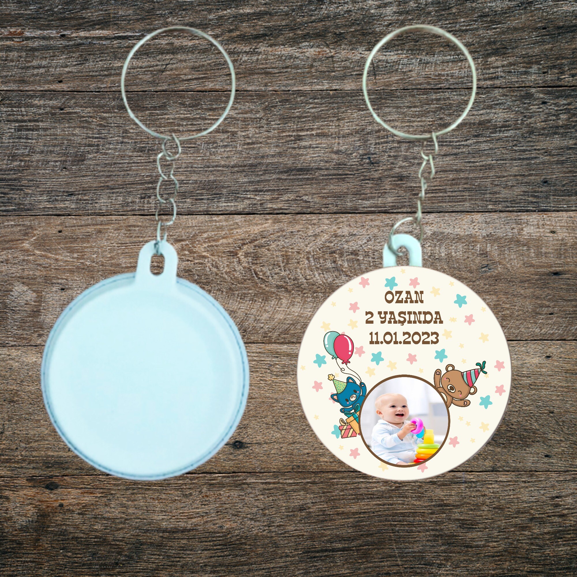 Ayı Figürlü Doğum Günü Anahtarlığı Plastik