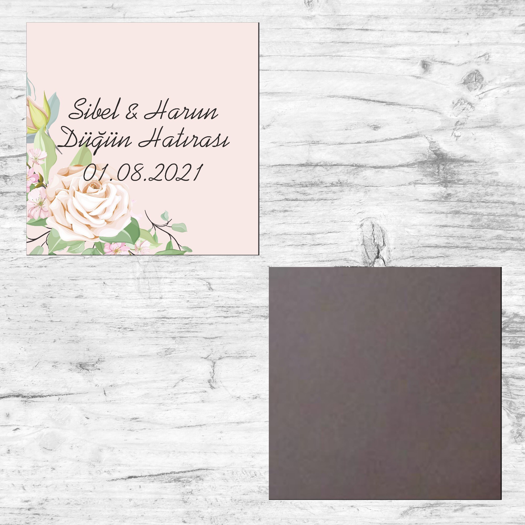 Pembe Güllü Kına Düğün Kare Magnet
