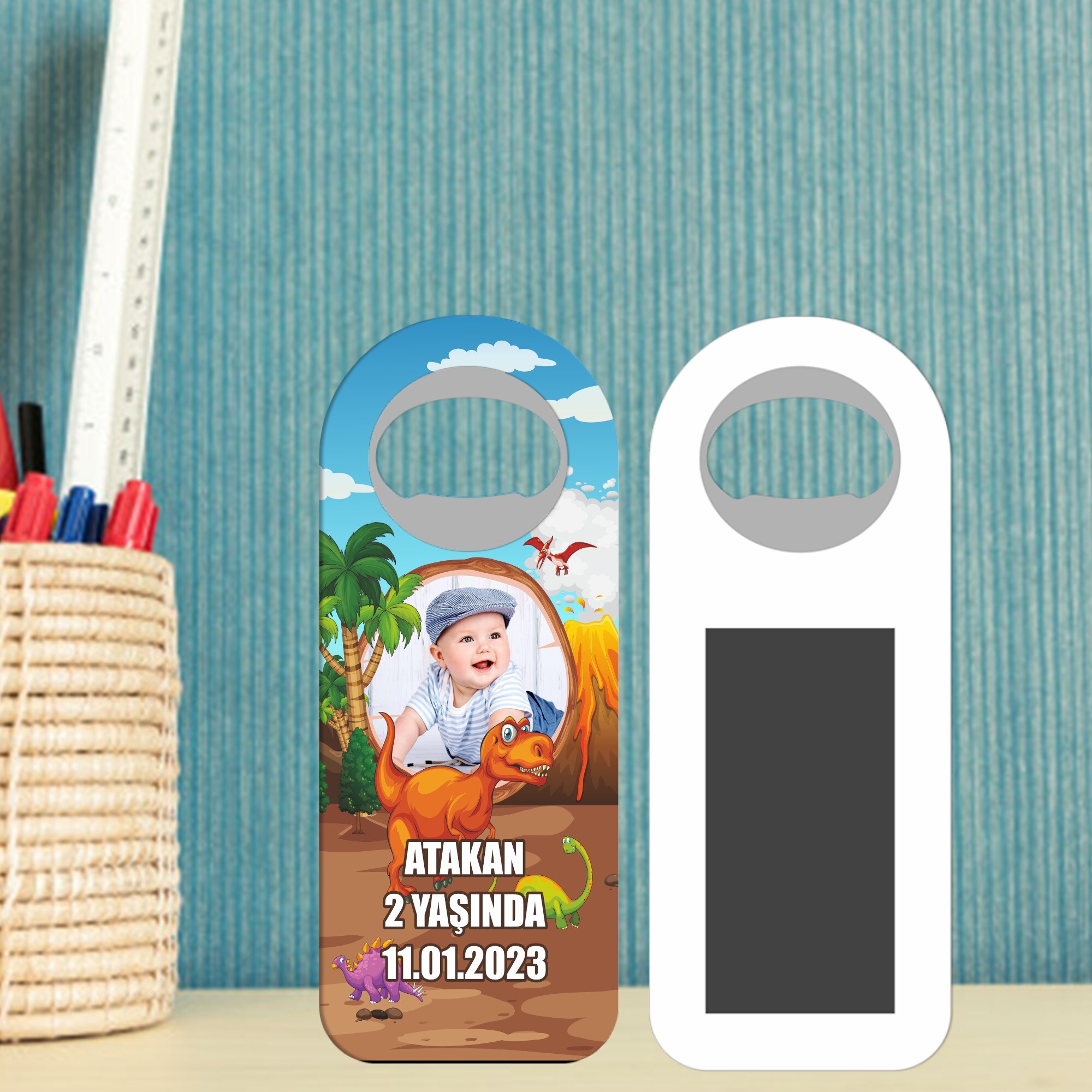 Dinazor Temalı Oval Magnetli Açacak
