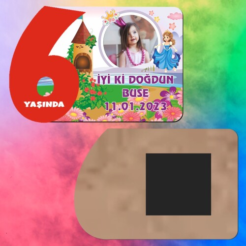 Prenses Tasarım 6 Yaş Kırmızı Rakamlı Ahşap Magnet