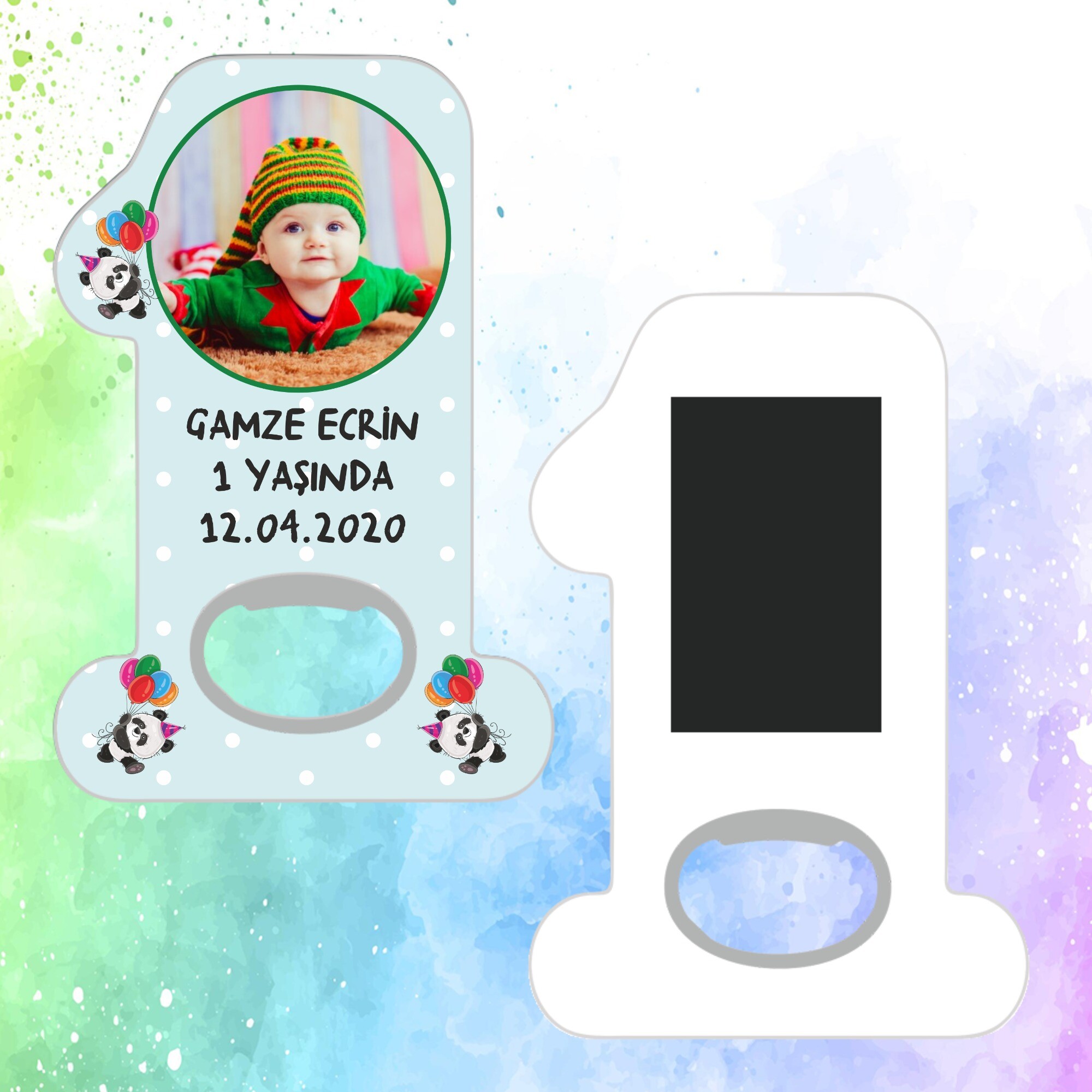 Panda Temalı 1 Yaş Doğum Günü Magneti