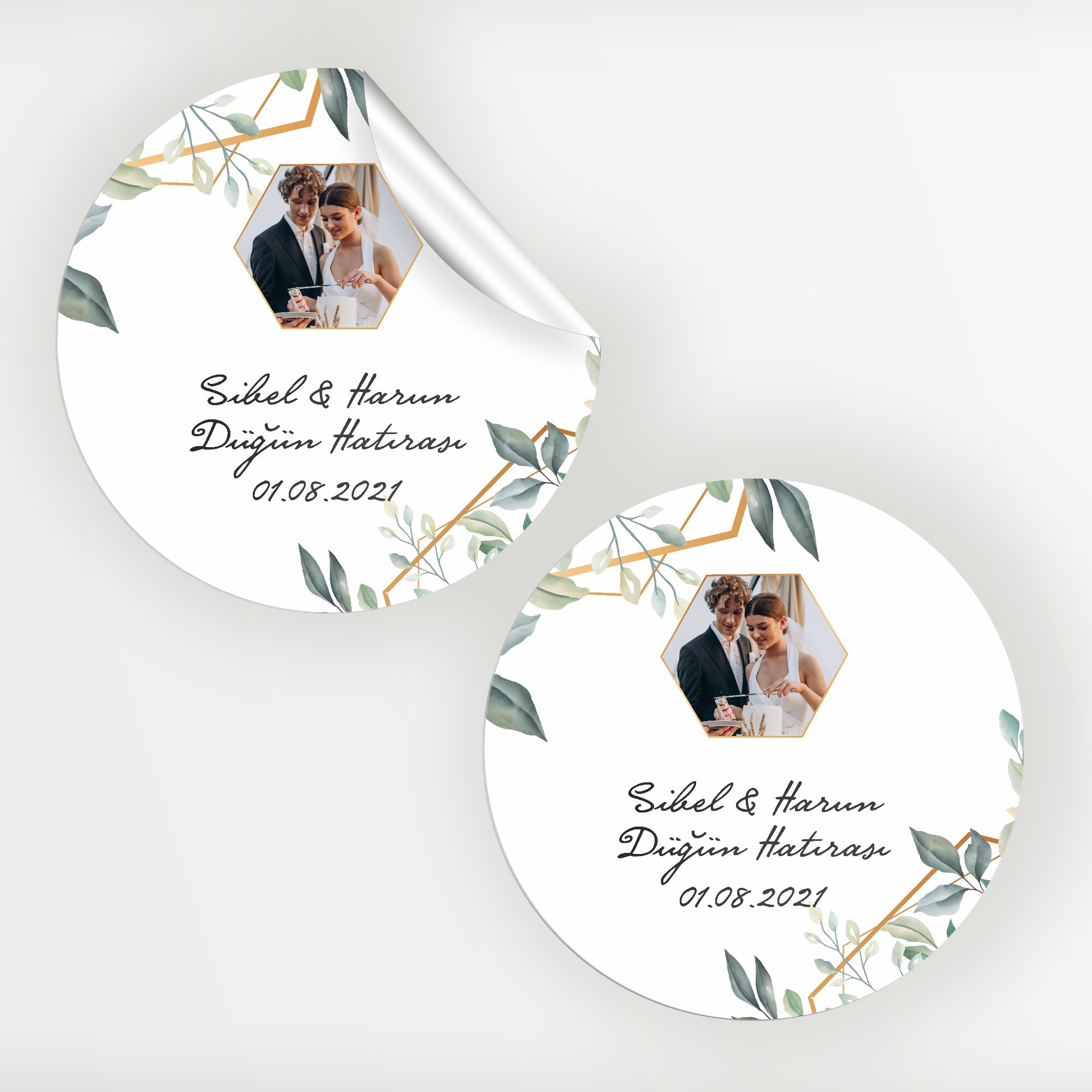 Yeşil Yapraklı Daire Kına Düğün Sticker