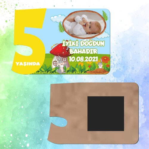 Sevimli Tavşan 5 Yaşında Magnet Sarı Rakam