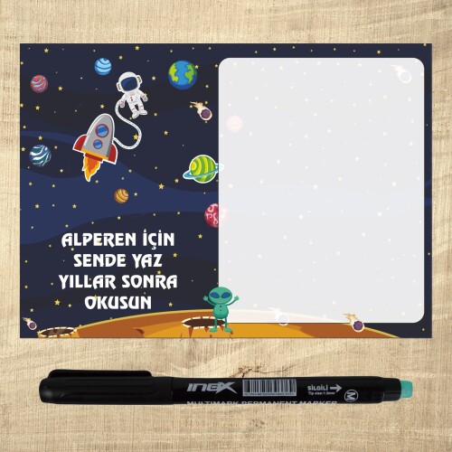 Uzay Temalı Kalemli Notluk Magnet